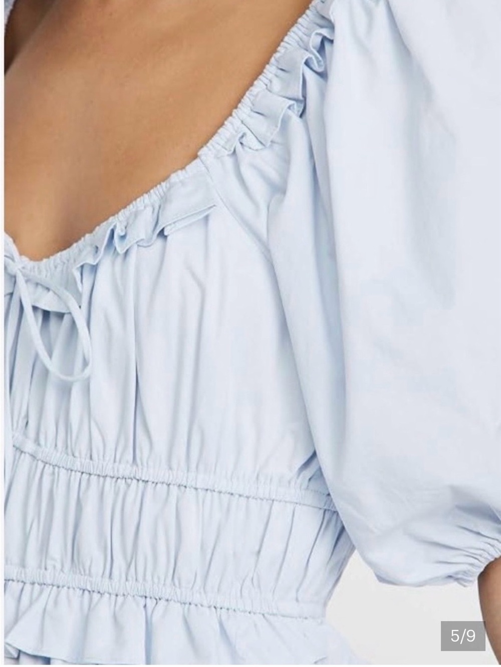 En Saison Light Blue Tiered Puff-Sleeve Dress - Picture 2 of 5